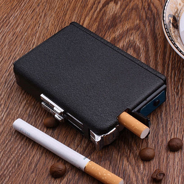 Automatic Cigarette Case with Windproof Lighter
