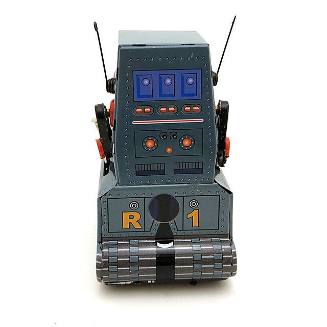 Retro Metal Clockwork Walking Tank Robot