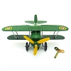 Retro Metal Clockwork Green Curtiss Biplane