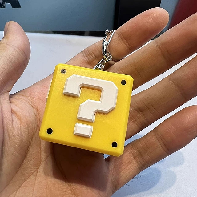 Super Mario Mini Question Block Keychain with Sound