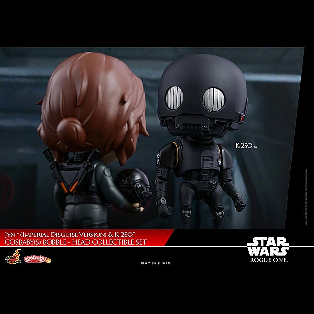 Hot Toys Star War Rogue One - Jyn Imperial Disguise Version & K-2SO Cosbaby (S) Bobble-Head Collectible Set