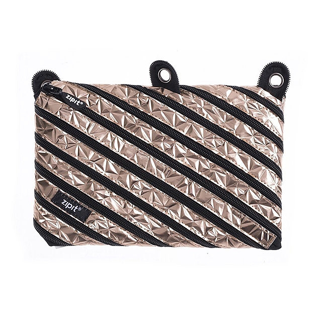 Zipit Metallic 3 Ring Pouch - Bronze