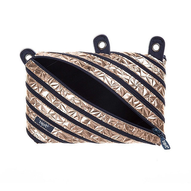 Zipit Metallic 3 Ring Pouch - Bronze