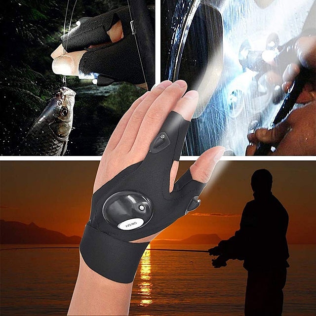 Right Hand LED Flashlight Glove Repairing Finger Light Fishing Magic Left 