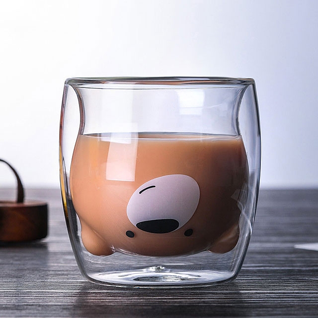 Cute Animal Double-Layer Glass Cup