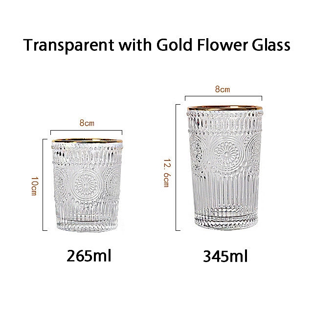 Retro Flower Glass Cup