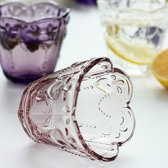 Embossed Heart Glass Cup