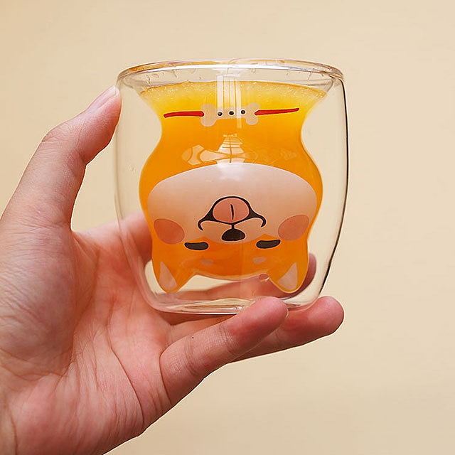 Shiba Double-Layer Glass Cup