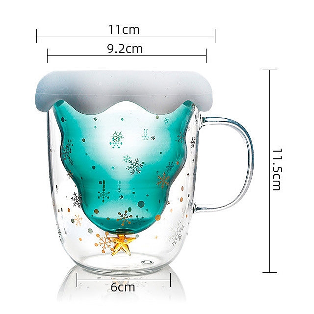 Christmas Tree Double-Layer Glass Cup
