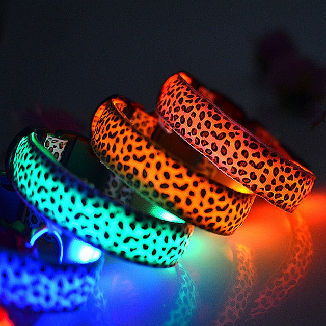 LED Leopard Nylon Pet Dog Collar