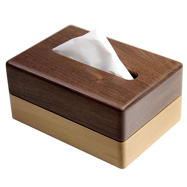Two Tone Wooden Paper Tissue Box