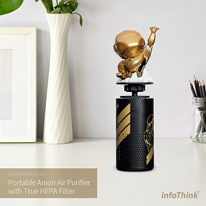 infoThink Iron Man Series Portaable Anion Air Purifier with True HEPA Filter - Black Gold Version