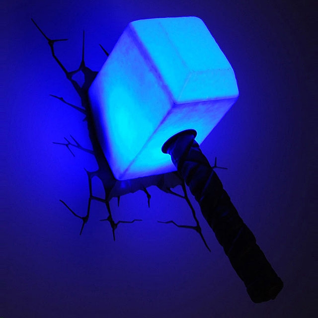 thor hammer 3d wall light