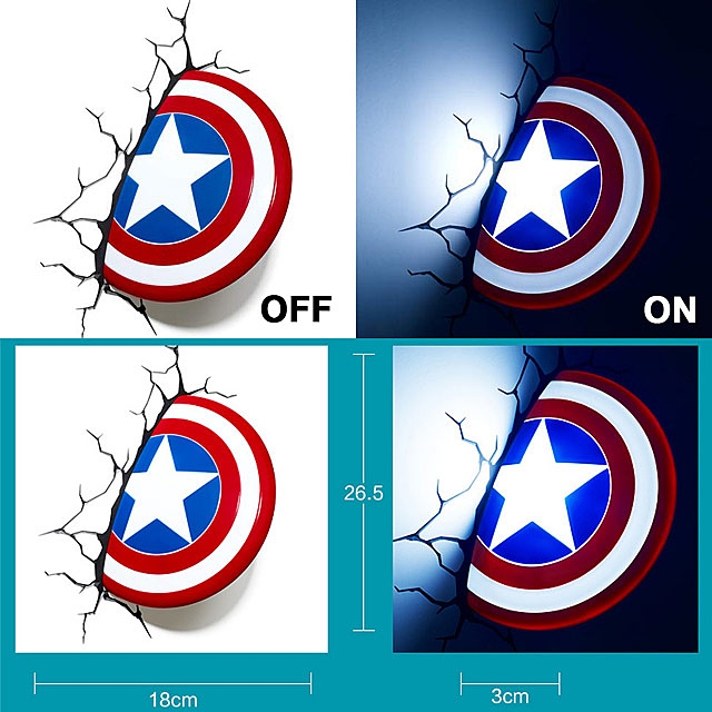 Captain America Shield 3D Decorative Wall Lamp