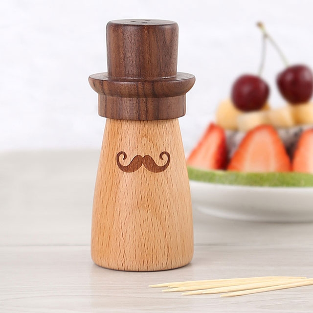 Moustache Wooden Toothpick Box