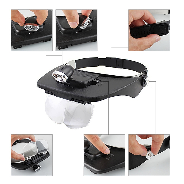 Hands-Free Magnifying Glasses (With 2-LED)