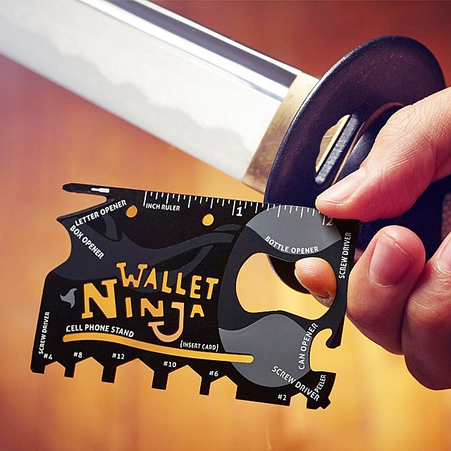Wallet Ninja 18 in1 Multitool Bottle Opener Peeler Hex Wrench Screwdriver Stand 