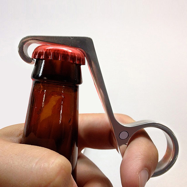 One Hand Opener Stick-n-Flick Bottle Opener in Black 
