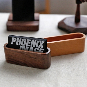 Wooden Business Card Holder Stand