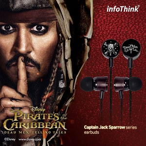 infoThink Pirates of the Caribbean (2017) Skeleton 3.5mm Earbuds